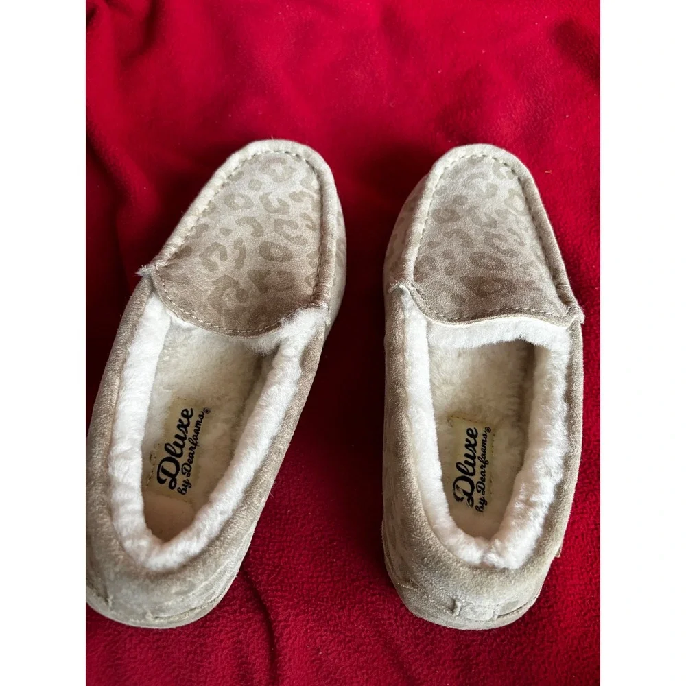 DLux by Dearfoams Leopard Print Moccasin‎ Slippers – Plush Lined